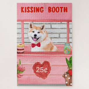 Quebra-cabeça Akita Dog Dia de os namorados Kissing Booth