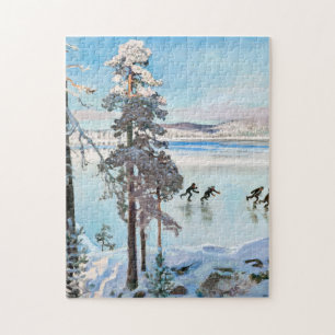 Quebra-cabeça Akseli Gallen-Kallela - Patinadores perto de Kalel