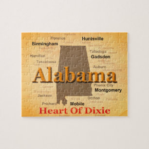 Quebra-cabeça Alabama envelheceu a silhueta do mapa