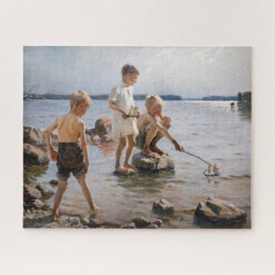 Quebra-cabeça Albert Edelsense - Meninos tocando na praia