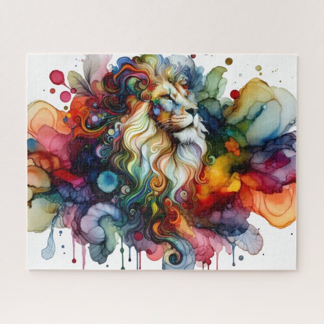 Quebra-cabeça Alcohol Ink Colorful Lion (Horizontal)