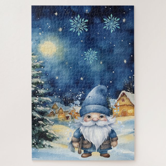 Quebra-cabeça Aldeia Azul Difícil de Natal e Gnomo (Vertical)
