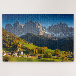 Quebra-cabeça Aldeia da montanha nas dolomites na queda