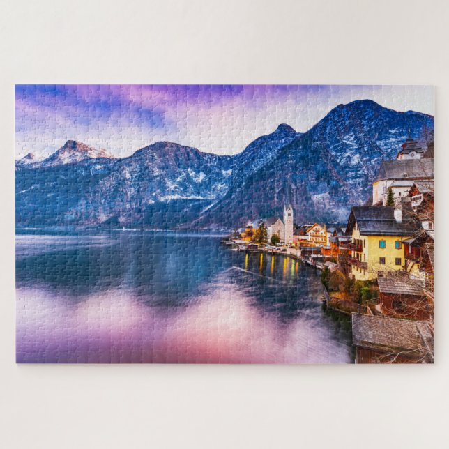 Quebra-cabeça Aldeia de Hallstatt, Áustria (Horizontal)