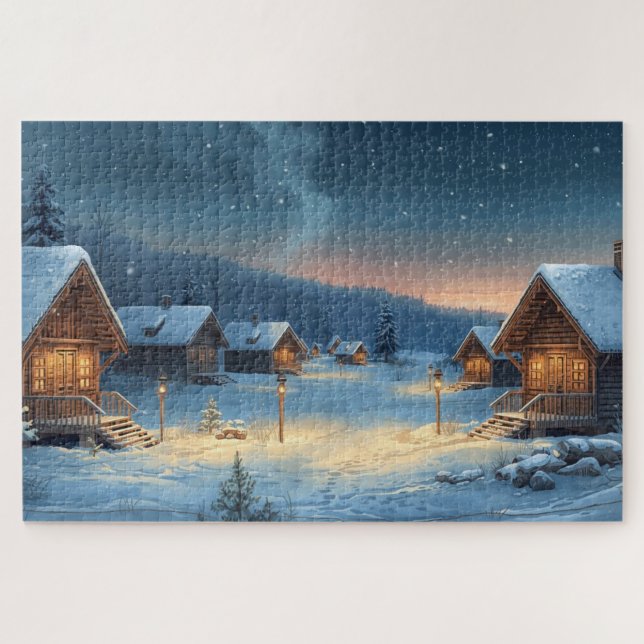 Quebra-cabeça Aldeia de Inverno Nórdica Puzzle (Horizontal)