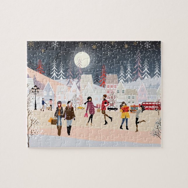 Quebra-cabeça Aldeia de Natal das Férias de inverno (Horizontal)