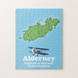 Quebra-cabeça Alderney Bailiado de Guernsey Reino Unido Mapa