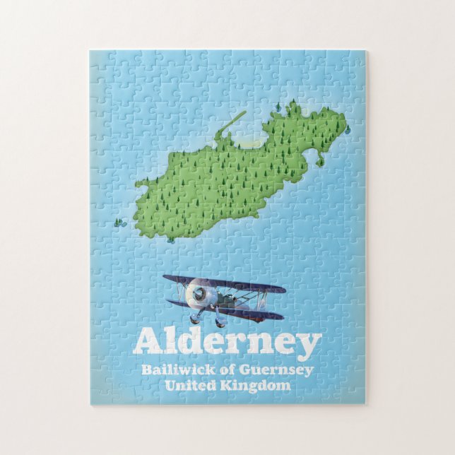 Quebra-cabeça Alderney Bailiado de Guernsey Reino Unido Mapa (Vertical)