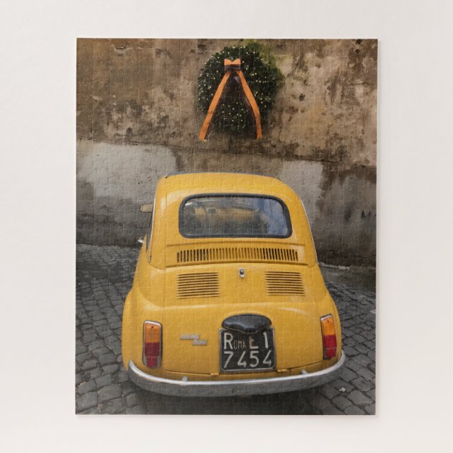 Quebra-cabeça Alegria de Feriado Verde de Carro Amarelo (Vertical)