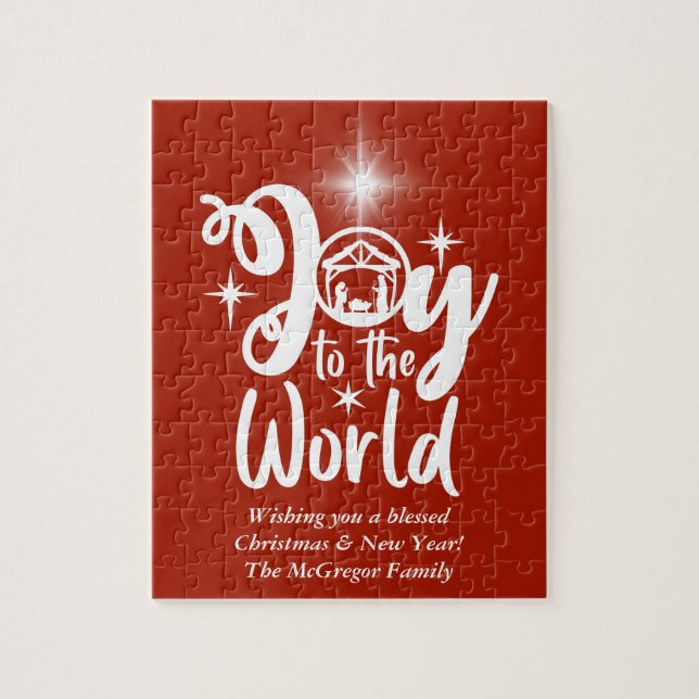 Quebra-cabeça Alegria Natal ao Mundo Vermelho e Branco (Vertical)