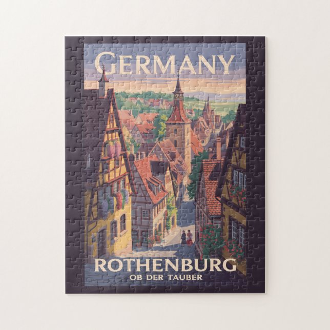 Quebra-cabeça Alemanha Rothenburg ob der Tauber Ilustração Arte (Vertical)