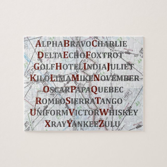 Quebra-cabeça Alfabeto Aéreo, Alfabeto Fonético para Pilotos (Horizontal)