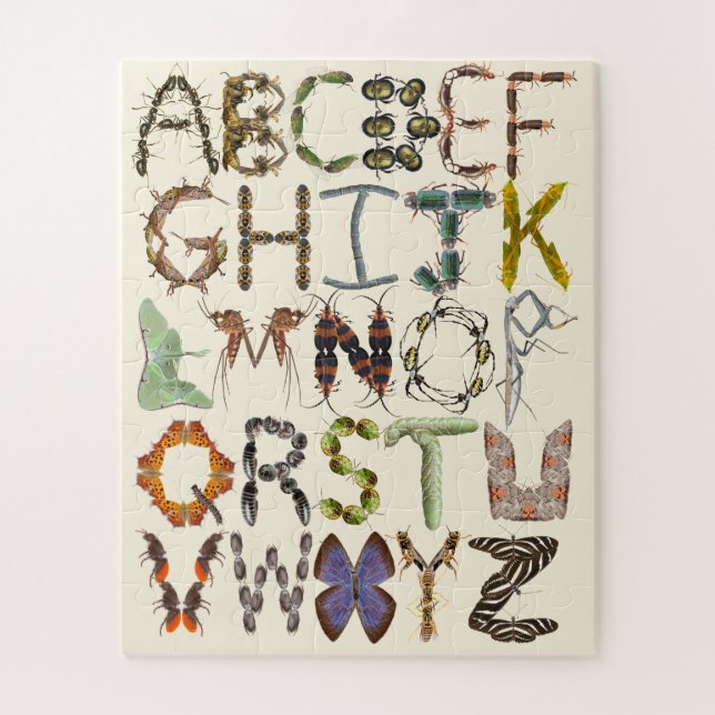 Quebra-cabeça Alfabeto Inseto - Insetos alfabéticos (Vertical)