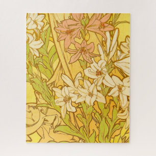 Quebra-cabeça Alfonse Mucha Art Nouveau lily flowers
