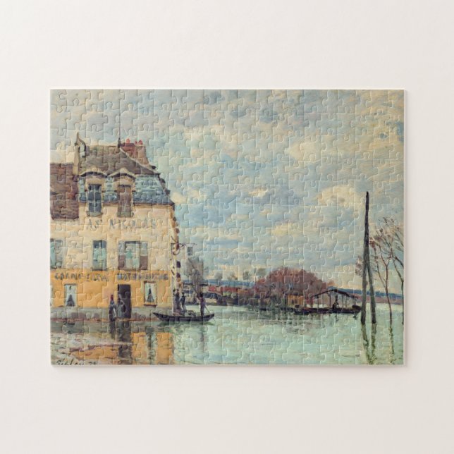 Quebra-cabeça Alfred Sisley - Inundações em Port-Marly 1872 (Horizontal)