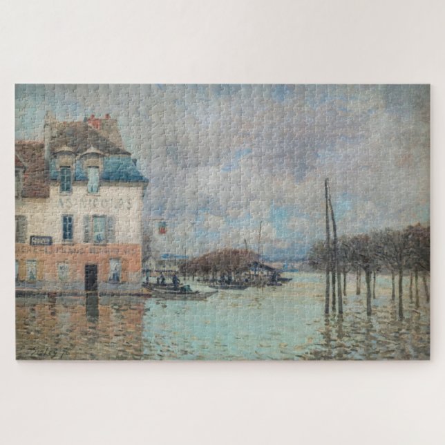 Quebra-cabeça Alfred Sisley - Inundações em Port-Marly 1876 (Horizontal)