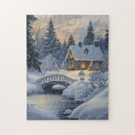 Quebra-cabeça Algodão coberto por neve pelo riacho