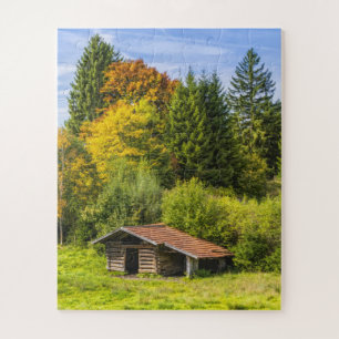 Quebra-cabeça Algodão da Cabina de Log nas Montanhas