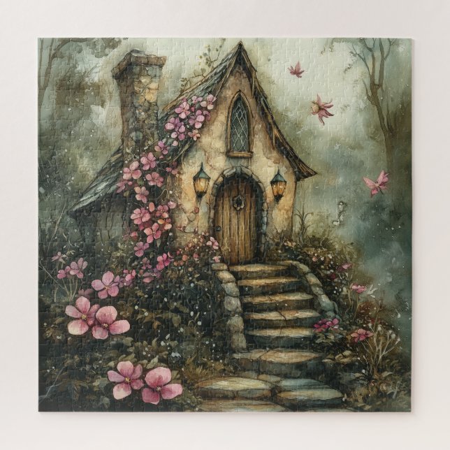 Quebra-cabeça Algodão de Fairytale com Flores Rosa (Vertical)