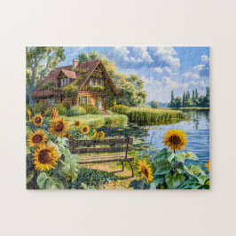 Quebra-cabeça Algodão Lakeside com Campo de Girassol