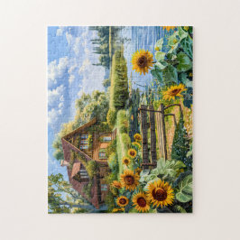 Quebra-cabeça Algodão Lakeside com Campo de Girassol