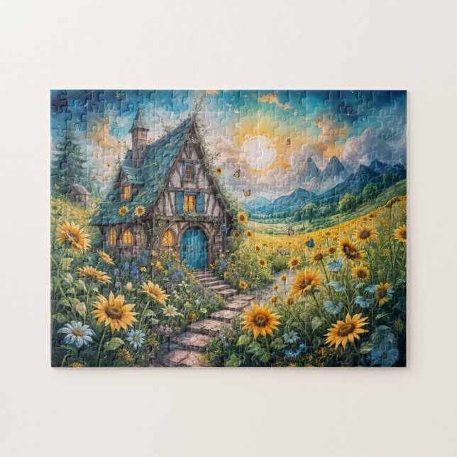 Quebra-cabeça Algodão mágico com campo de girassol (Horizontal)