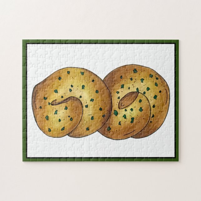 Quebra-cabeça Alho Nó Pão Pão Rolo Comida Italiano Chef (Horizontal)