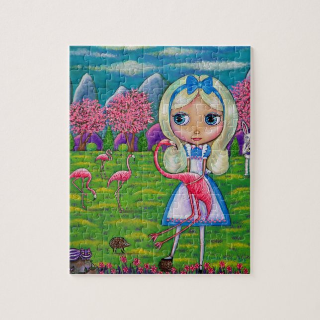Quebra-cabeça Alice no País das Maravilhas e Flamingos Quebra-ca (Vertical)