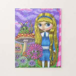 Quebra-cabeça Alice no País das Maravilhas, Lagarta, Flores Gra