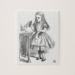 Quebra-cabeça Alice no País das Maravilhas, segurando a garrafa 