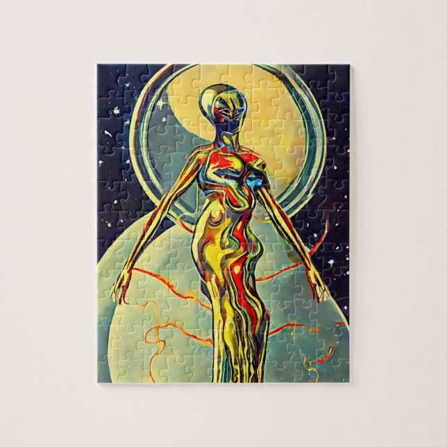 Quebra-cabeça Alienígena de metal líquido - arte de Abstrato Sci (Vertical)