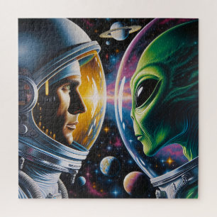 Quebra-cabeça Alienígena e Astronauta no Espaço 