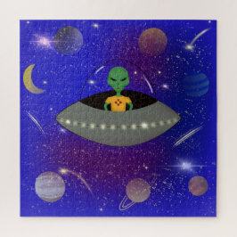 Quebra-cabeça Alienígena em espaçonave Vestindo camiseta do Novo