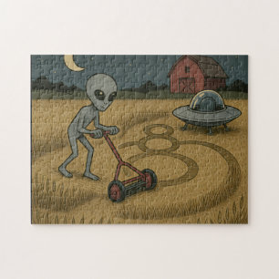 Quebra-cabeça Alienígena espacial engraçada no círculo de cultur