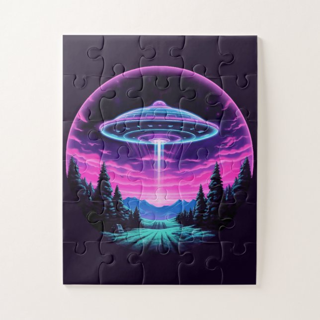 Quebra-cabeça Alienígena Espacial Retrofuturista (Vertical)