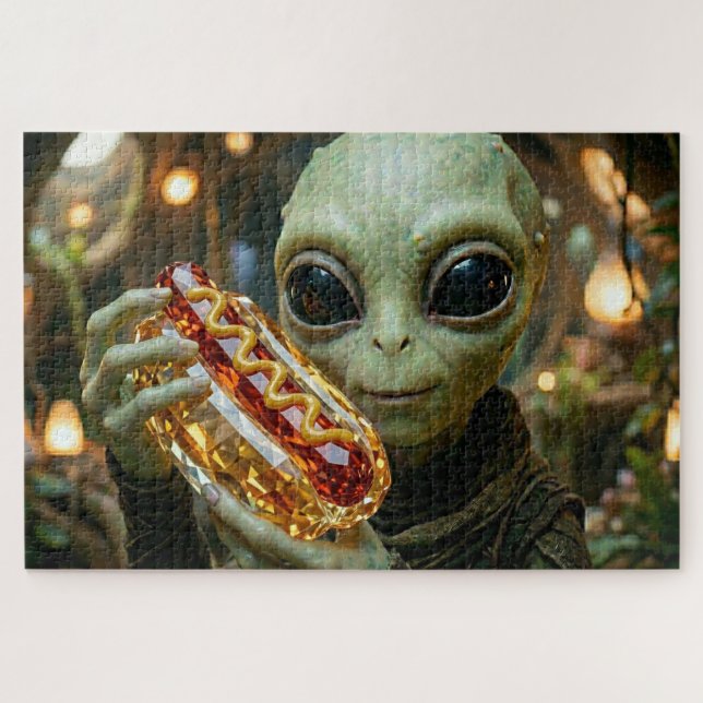 Quebra-cabeça Alienígena Extraterrestre com Cachorro Quente Cris (Horizontal)