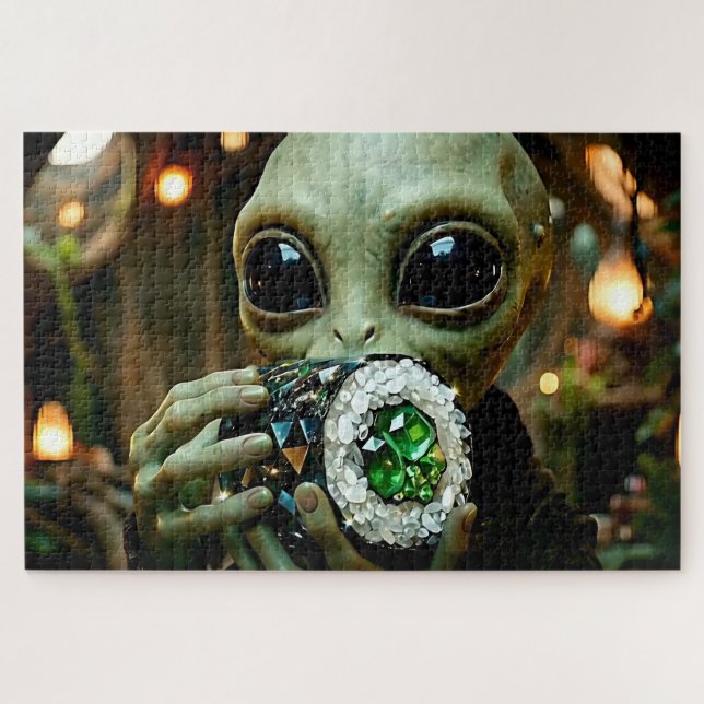 Quebra-cabeça Alienígena Extraterrestre e Sushi Cristalino   (Horizontal)