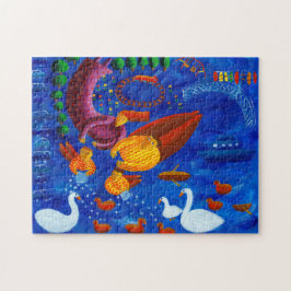 Quebra-cabeça Alimentando A Pintura Dos Patos