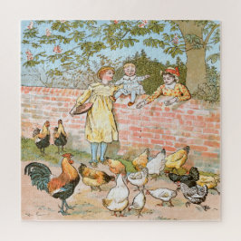 Quebra-cabeça Alimentando o Impressão Hens Vintage