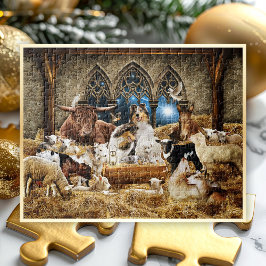 Quebra-cabeça All-Animals Christmas Nativity, Rough Collies -