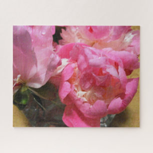 Quebra-cabeça  Almofada de Rato com Peônias Cor-de-Rosa em Vaso 