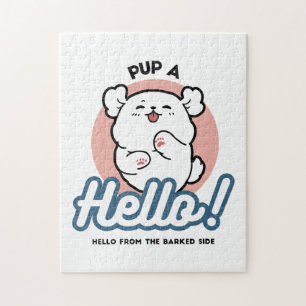 Quebra-cabeça Alô! - Design de Cartoon Feliz de Cachorro Branco
