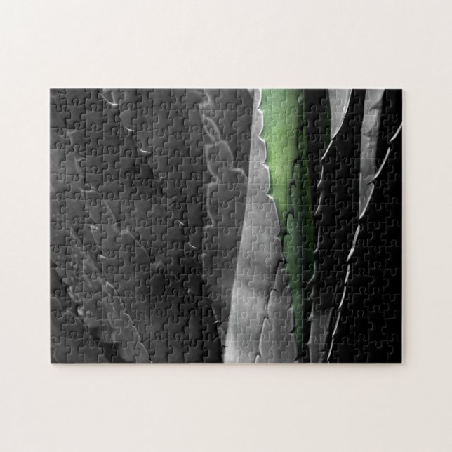 Quebra-cabeça Aloe - Foto de Arte Macrofina a Preto e Branco (Horizontal)