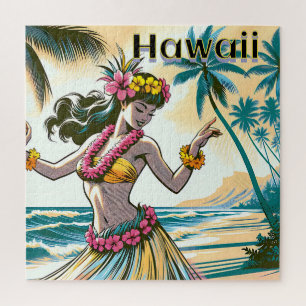 Quebra-cabeça Aloha Dançarino Hawaii Hula na praia