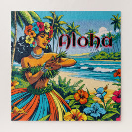 Quebra-cabeça Aloha | Dançarino Hawaii Hula na praia
