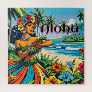 Quebra-cabeça Aloha Dançarino Hawaii Hula na praia
