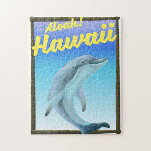 Quebra-cabeça Aloha! Havaí! Cartaz de viagem de golfinho