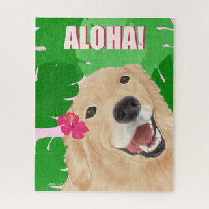 Quebra-cabeça Aloha Palm Deixa Ouro Retriever Jigsera Quebra-cab