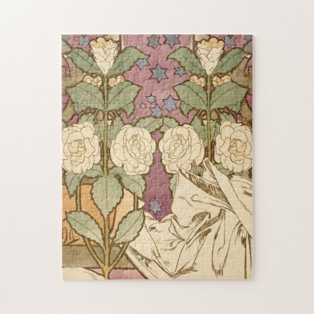Quebra-cabeça Alphonse Mucha Elegant Art Nouveau Stars Camellia  (Vertical)