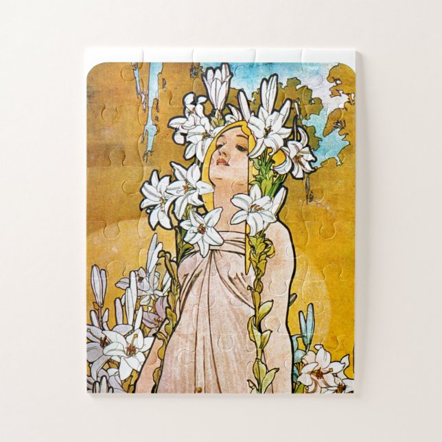 Quebra-cabeça Alphonse Mucha - Lily - Fronteira Branca (Vertical)
